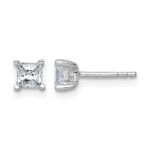 14k White Gold 3/4 carat Certified Lab Grown Diamond VS+ F+ Princess Complete Four Prong Stud Earrings