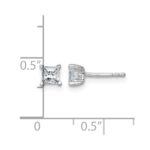 14k White Gold 3/4 carat Lab Grown Diamond VS+ F+ Princess Complete Four Prong Stud Earrings - Image 4