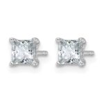 14k White Gold 1 carat Certified Lab Grown Diamond VS+ F+ Princess Complete Four Prong Stud Earrings - Image 2