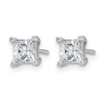 14k White Gold 1 1/2 carat Lab Grown Diamond VS+ F+ Princess Complete Four Prong Stud Earrings - Image 2