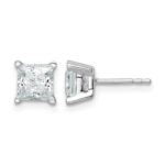 14k White Gold 2 carat Certified Lab Grown Diamond VS+ F+ Princess Complete Four Prong Stud Earrings