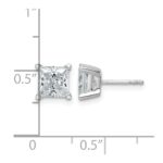 14k White Gold 3 carat Lab Grown Diamond VS/SI+ G+ Princess Complete Four Prong Stud Earrings - Image 6