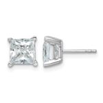 14k White Gold 4 carat Certified Lab Grown Diamond VS/SI+ G+ Princess Complete Four Prong Stud Earrings