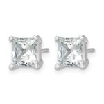 14k White Gold 4 carat Lab Grown Diamond VS+ F+ Princess Complete Four Prong Stud Earrings - Image 2