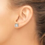 14k White Gold 4 carat Certified Lab Grown Diamond VS+ F+ Princess Complete Four Prong Stud Earrings - Image 3