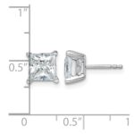 14k White Gold 4 carat Certified Lab Grown Diamond VS+ F+ Princess Complete Four Prong Stud Earrings - Image 4
