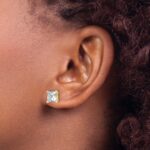 14k 4 carat Certified Lab Grown Diamond VS/SI+ G+ Princess Complete Four Prong Stud Earrings - Image 3