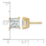 14k 4 carat Lab Grown Diamond VS/SI+ G+ Princess Complete Four Prong Stud Earrings - Image 4