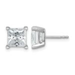 14k White Gold 5 carat Lab Grown Diamond VS+ F+ Princess Complete Four Prong Stud Earrings
