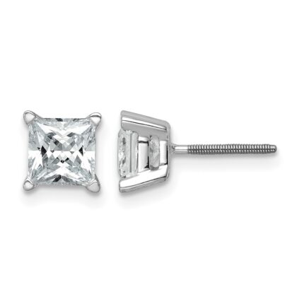 14kw Princess 4-Prong 2.00ct. Screw Back Post Earring Mountings w/ Backs