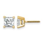 14k 2 carat Certified Lab Grown Diamond VS+ F+ Princess Complete Four Prong Screwback Stud Earrings