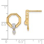 14K Polished 1/10 carat Diamond Octagon Drop Post Earrings - Image 3
