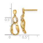 14K Polished 1/15 carat Diamond Wavy Oval Dangle Post Earrings - Image 3