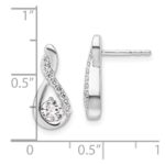 14K White Gold Polished 5/8 carat Diamond Teardrop Post Earrings - Image 3