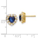 14k 1 1/3 carat Lab Grown Diamond VS/SI+ G+ and Created Sapphire Complete Halo Heart Post Earrings - Image 4