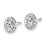 14k White Gold 1/8 carat Lab Grown Diamond VS/SI+ G+ Semi-Mount Oval Halo Earrings - Image 2