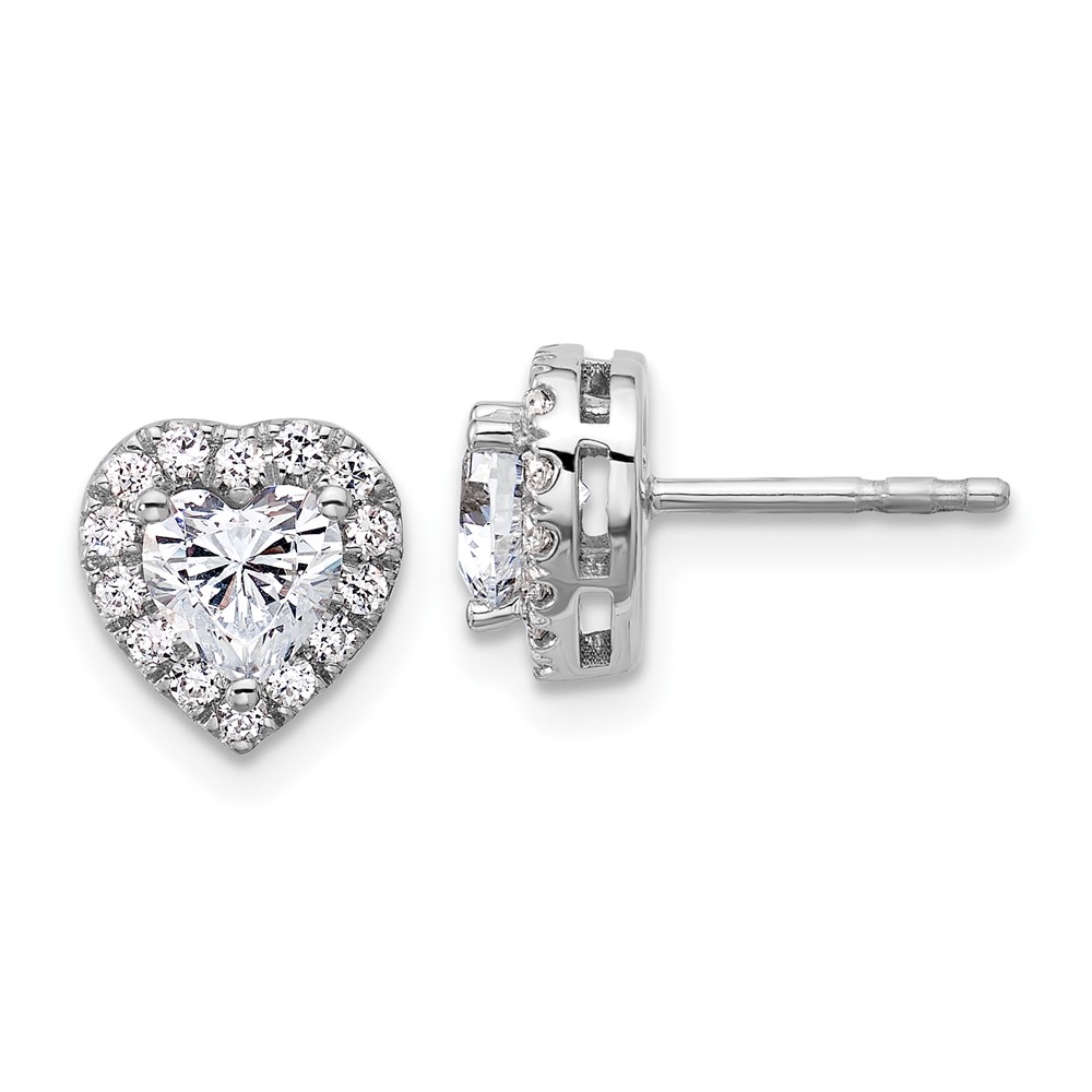 EM10436-125-WAA.jpg 14k White Gold 1/4 carat Lab Grown Diamond VS/SI+ G+ 1/2 Center Semi Mount Halo Heart Post Earrings - Image 1