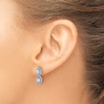 14k White Gold 7/8 carat Lab Grown Diamond VS/SI+ G+ Complete Two Stone Dangle Halo Post Earrings - Image 3