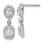 14k White Gold 1 carat Lab Grown Diamond VS/SI+ G+ Complete Two Stone Dangle Halo Post Earrings
