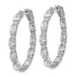 14k White Gold 5 1/4 carat Lab Grown Diamond VS+ F+ Oval and Round Complete In and Out Hoop Earrings - Image 2