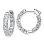 14k White Gold 4 carat Lab Grown Diamond VS/SI+ G+ Princess Complete In and Out Hoop Earrings