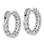 14k White Gold 4 carat Lab Grown Diamond VS/SI+ G+ Princess Complete In and Out Hoop Earrings - Image 4