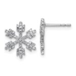 14k White Gold Snowflake Diamond Post Earrings
