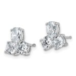 14k White Gold 1 7/8 carat Lab Grown Diamond VS+ F+ Complete Cushion Round and Oval Three Stone Post Earrings - Image 2