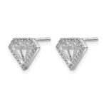 14k White Gold 1/8 carat Diamond Gemstone-Shaped Post Earrings - Image 2