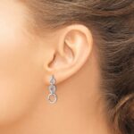14k White Gold 1/8 carat Diamond Circles Dangle Post Earrings - Image 3