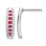 14k White Gold 1/3 carat Lab Grown Diamond VS/SI+ G+ and Created Ruby Complete Fashion Post Earrings