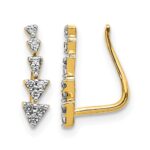 14k 1/6 carat Diamond Triangles Ear Climber Earrings