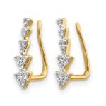 14k 1/6 carat Diamond Triangles Ear Climber Earrings - Image 2
