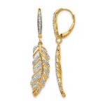 14k Diamond Fancy Feather Leverback Earrings