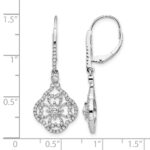 14k White Gold 1/2 carat Diamond Fancy Dangle Leverback Earrings - Image 4