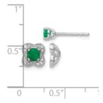 14k White Gold Diamond Square Jackets and 4mm Emerald Stud Earrings - Image 4