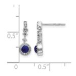 14k White Gold 1/6 carat Lab Grown Diamond VS/SI+ G+ and Cabochon Created Sapphire Complete Dangle Post Earrings - Image 3