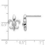 14k White Gold Diamond Fleur de Lis Post Earrings - Image 4