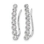 14k White Gold 3/8 carat Diamond Bezel Graduated Ear Climber Earrings - Image 2