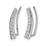 14k White Gold 1/3 carat Lab Grown Diamond VS/SI+ G+ Complete Ear Climber Earrings - Image 2