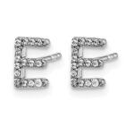 14k White Gold Diamond Initial E Post Earrings - Image 2