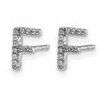 14k White Gold Diamond Initial F Post Earrings - Image 2