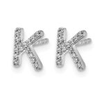 14k White Gold Diamond Initial K Post Earrings - Image 2