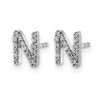 14k White Gold Diamond Initial N Post Earrings - Image 2