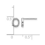 14k White Gold Diamond Initial O Post Earrings - Image 4