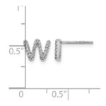 14k White Gold Diamond Initial W Post Earrings - Image 4