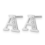 14k White Gold Diamond Initial A Post Earrings - Image 2