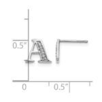 14k White Gold Diamond Initial A Post Earrings - Image 4