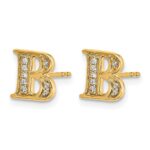 14k Diamond Initial B Post Earrings - Image 2