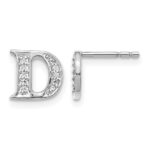 14k White Gold Diamond Initial D Post Earrings